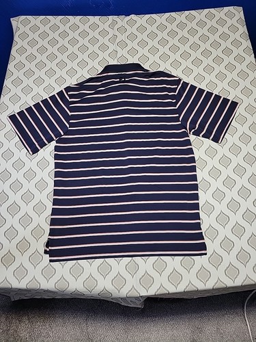 FootJoy Polo Camicia Uomo Blu Medio Righe Performance Golf - Foto 4 di 4