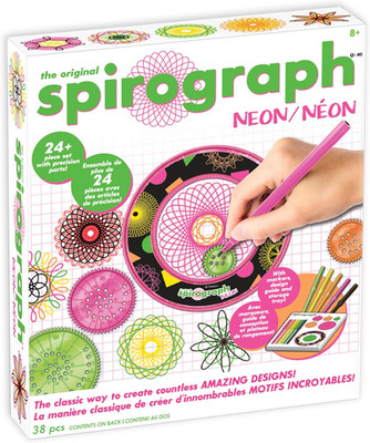 Spirograph Neon Drawing Kit Set Spiral Art Wheels Markers Paper Ages 8+