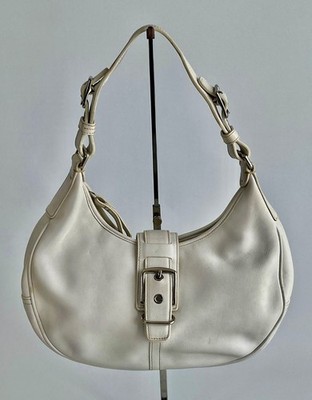 Coach Vintage Hamptons Hobo Bag Ivory White Leather Buckle