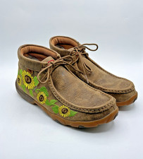 Twisted X Women's Sunflower Chukka Driving Mocs Womens 8 1/2 Embroidered Boho