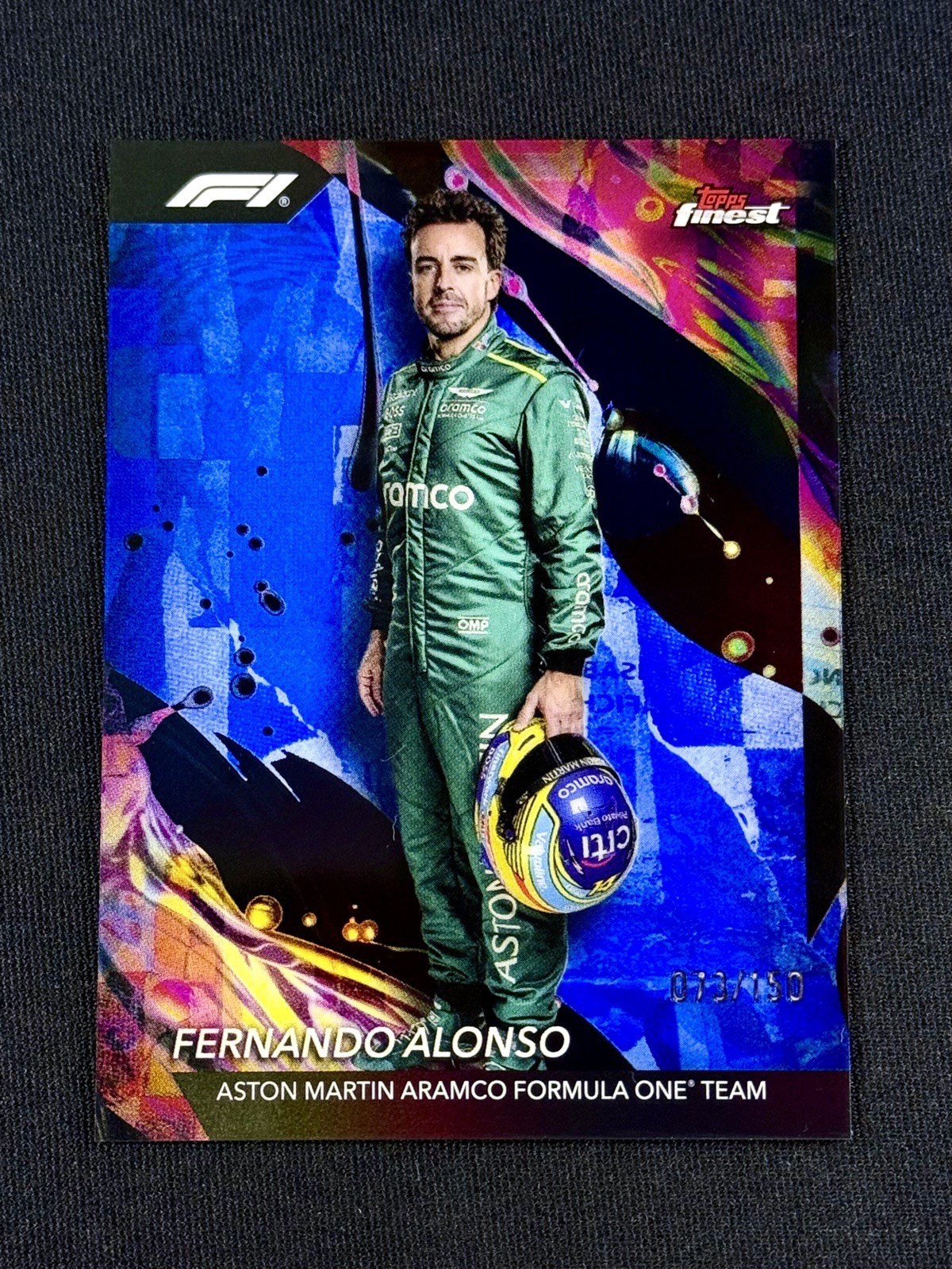 2024 Topps Finest Formula 1 Fernando Alonso Uncommon Blue 73/150 #111