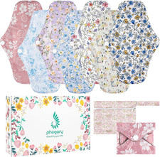 Reusable Menstrual Pads, Cloth Pads for Heavy Flow with Wet Bag, Large Sanitary 