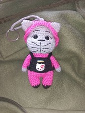 Cute Crochet Cat Keychain Handmade Amigurumi Cat Bag Charm Mini Knitted Cat