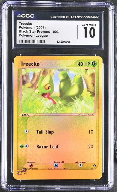 CGC 10 GEM MINT Treecko 003 Black Star Promo Reverse Holo League Pokemon Card