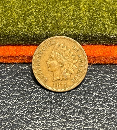 (#102319) Indian Head Cent:  1875   VF+    problem free brown  (see video!)