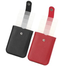 2Pcs Leather Slim Minimalist Wallet, Black/Burgundy