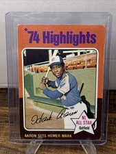 1975 Topps - Hank Aaron Aaron Sets Homer Mark #1 Atlanta Braves Baseball Card