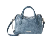 BRAHMIN Micaela Zostera leather small satchel crossbody -Bellbottom blue
