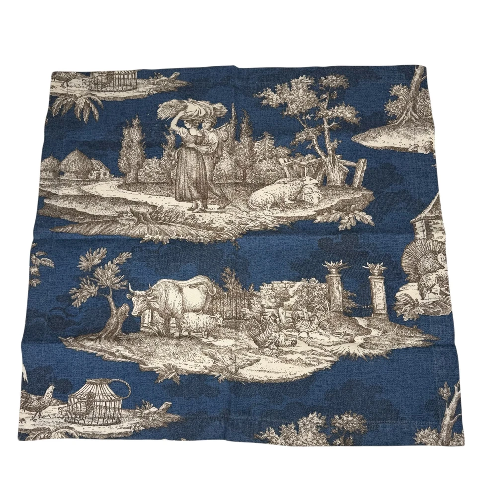 Juego de 6 servilletas mantel de campo William Sonoma toile de Jouy azul otoño Foto 3 de 4