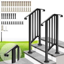 2Pack 2 Step Hand Rails Outdoor Steps Galvanized Steel Stair Railing Kit Porch