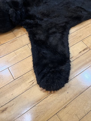 Vintage FAUX FUR Black BEAR RUG Kids Plush Head Toy Carpet 64x48” - Picture 4 of 12