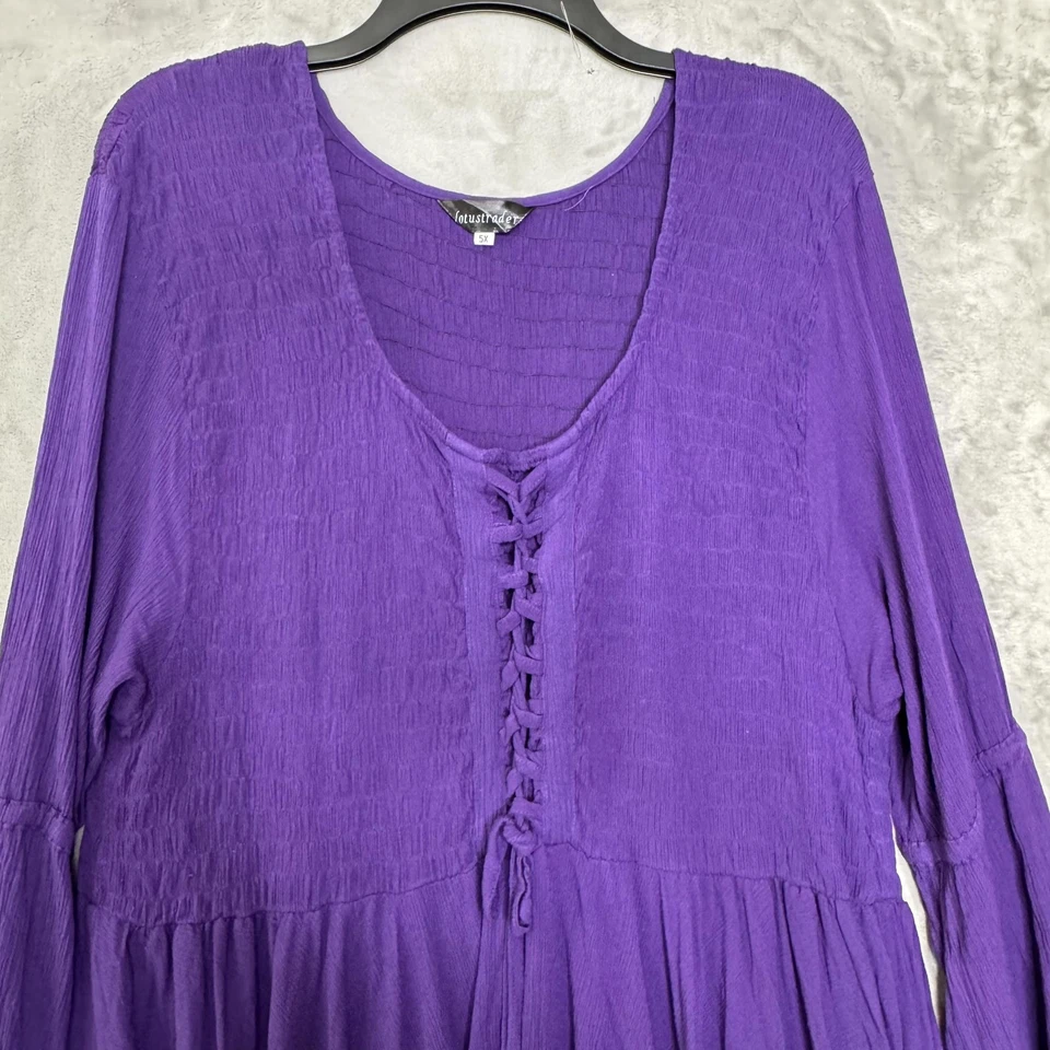 Lotustraders платье женщин 5 X богемное носовой платок кромки Bell рукав вискоза туника - Изображение 3 из 4