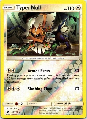 Type: Null Reverse Holo Holo Rare SM - Crimson Invasion 89/111 NM