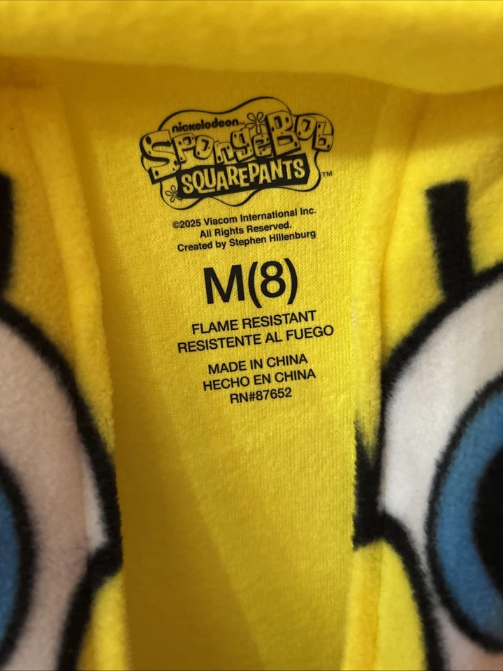 Bob Esponja Pantalones Cuadrados Pijama Niños Mediano 8 Union Traje Cremallera Una Pieza Sin Pies Foto 3 de 4