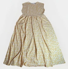 Boden Yellow Floral Midi Dress 12R Cotton Sleeveless Cottagecore Pockets Summer