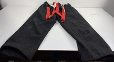 VINTAGE WOOLRICH WOOL HUNTING PANTS MALONE BLACK GRAY SUSPENDERS TROUSERS 32x25
