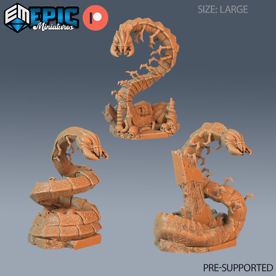 Epic Miniatures Goblin Caves x3 Cave Centipede - 28mm scale D&D Large Miniature