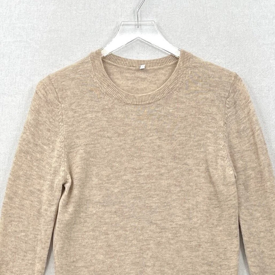 MUJI Wool Blend Crew Neck Sweater Womens Large Oatmeal Long Sleeve Cozy Soft - Image 3 of 4