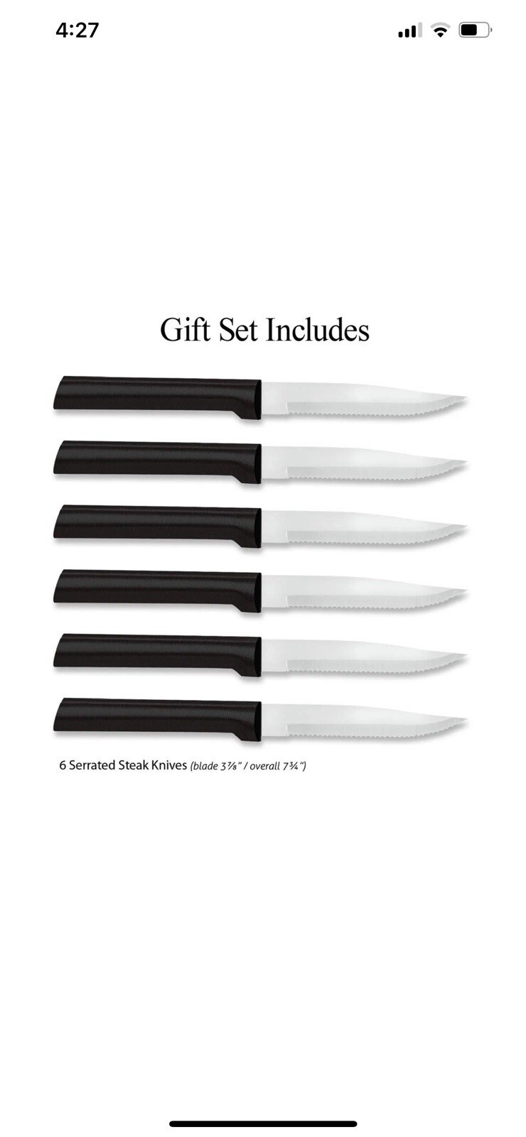 Rada Cutlery Serrated Steak Knife Set 8211; Stainless Steel Knives
