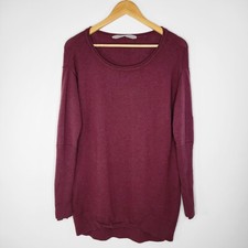ATHLETA Maroon Nopa Sweater Size M Merino Wool Longline Ribbed Sleeves Tunic