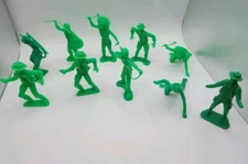Lot Of 10 Tim Mee Green Soft Plastic Toy Cowboy's And Native Americans 3-4"