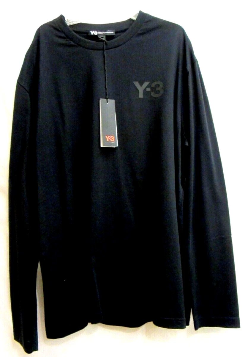 Y-3 Yohji Yamamoto Classic Crewneck Logo Black Long Sleeve T-Shirt