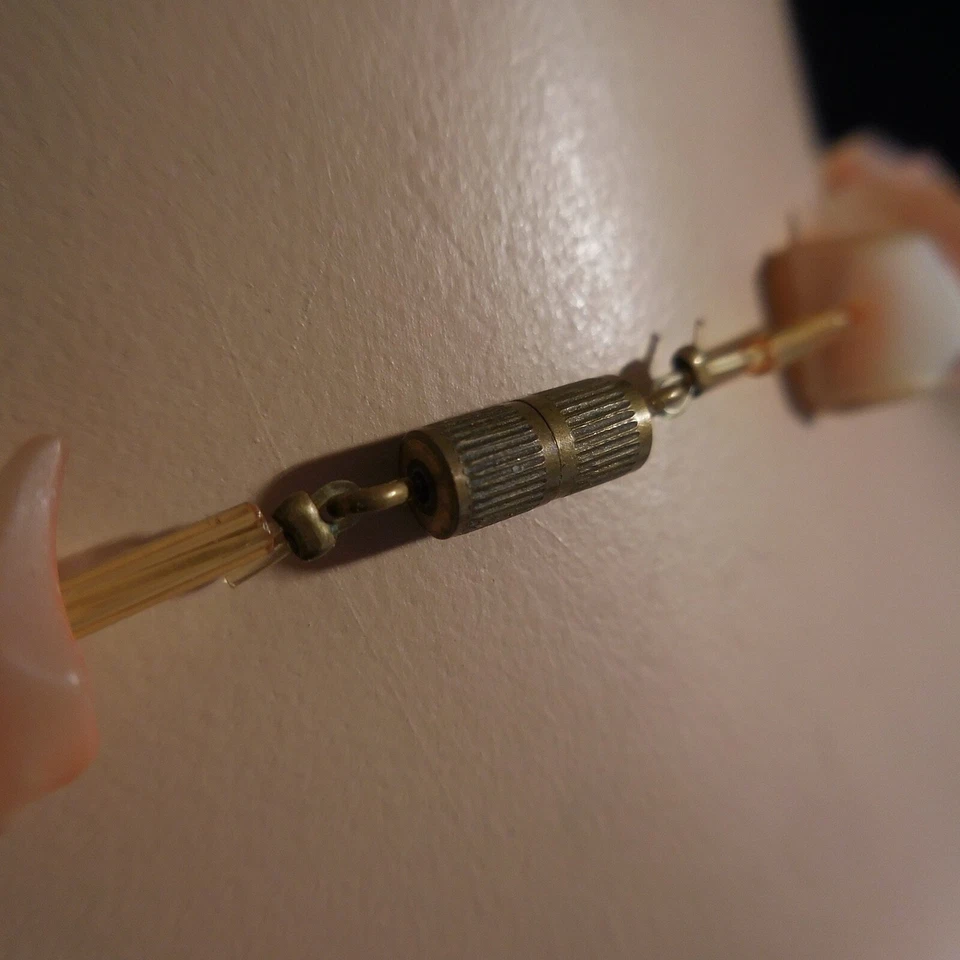 Collana Pietra Corallo Perla Metallo Placcato Oro Chiusura Ottone Gioiello Donna - Immagine 3 di 4