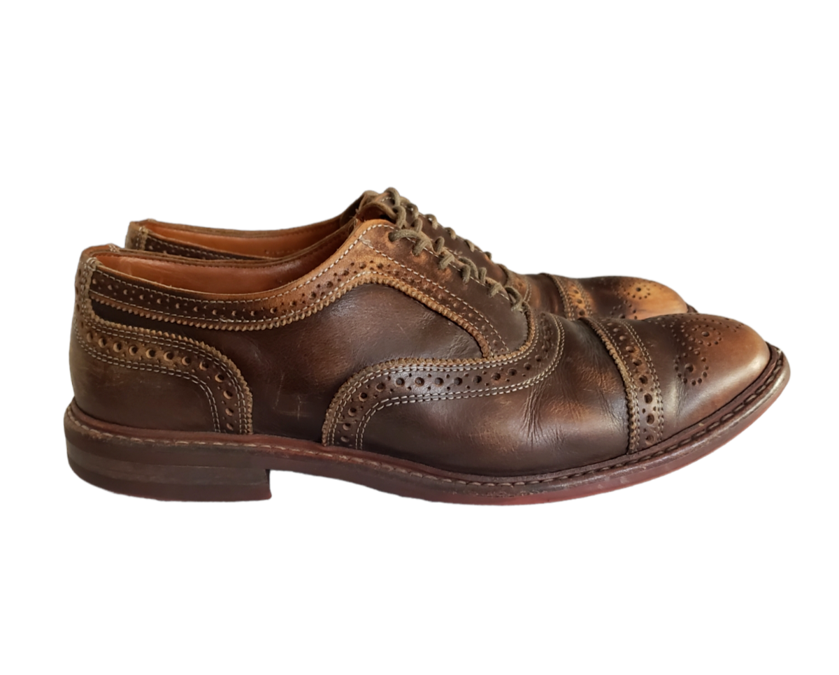 SAOLA Scarpe Oxford Allen Edmonds Strandmonk in pelle con punta alare e cappuccio da uomo taglia 10 D