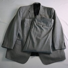 John Cooper 52R 42x28 Gray Herringbone Wool Mens Jacket Pants Suit
