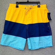 Club Room Mens Quick-Dry Colorblock Stripe Swim Trunks Multicolor Sz Small NEW