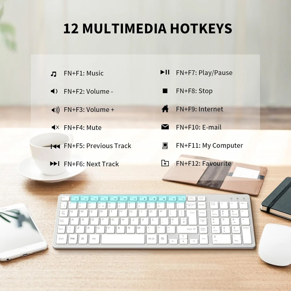 KF12 Wireless Keyboard, Ultra-Thin 2.4GHz USB Computer Keyboards, Compact Size U - Image 4 of 4