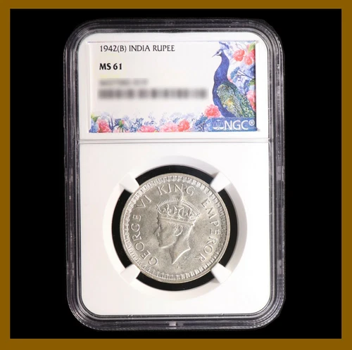 British India 1 Rupee, 1942 (B) Bombay NGC MS 61 King George VI 4437582-021