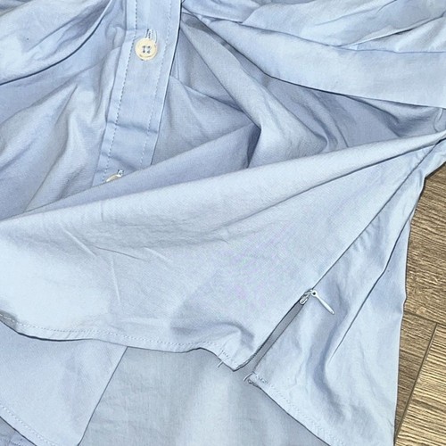 ZARA Twist Front Button Up Shirt Small Blue Elevated Basics Poplin Minimalist - Picture 8 of 11
