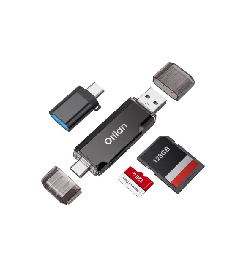 SD Card Reader USB 3.0 High-Speed Dual USB A & USB C to Micro SD-image