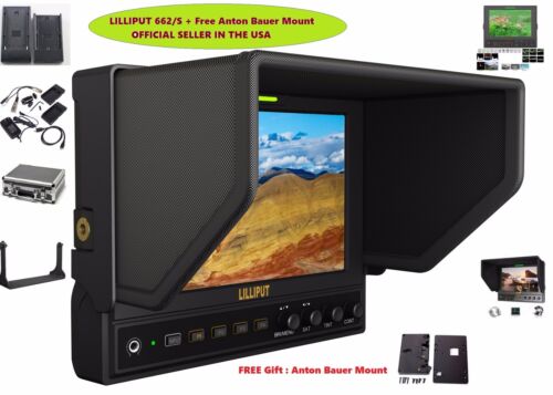 Lilliput 7" 662/S2 IPS 3G-SDI SDi/HDMI Cross Conversion+Anton Bauer M + Suitcase - Picture 1 of 4