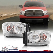 Headlights Fit For 2006-2009 Dodge Ram 1500 2500 3500 Chrome Clear Headlamp Pair