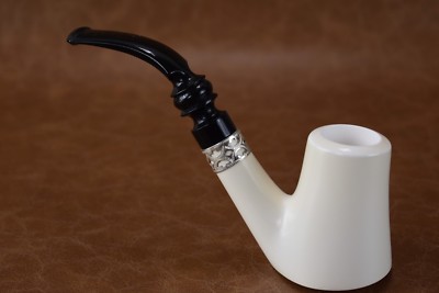 Smooth Volcano PIPE By H Ege BLOCK MEERSCHAUM-NEW-HAND CARVED W Case#283