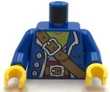 Lego New Minifigure Blue Torso Pirate Coat Open w/ Silver Buttons and Trim