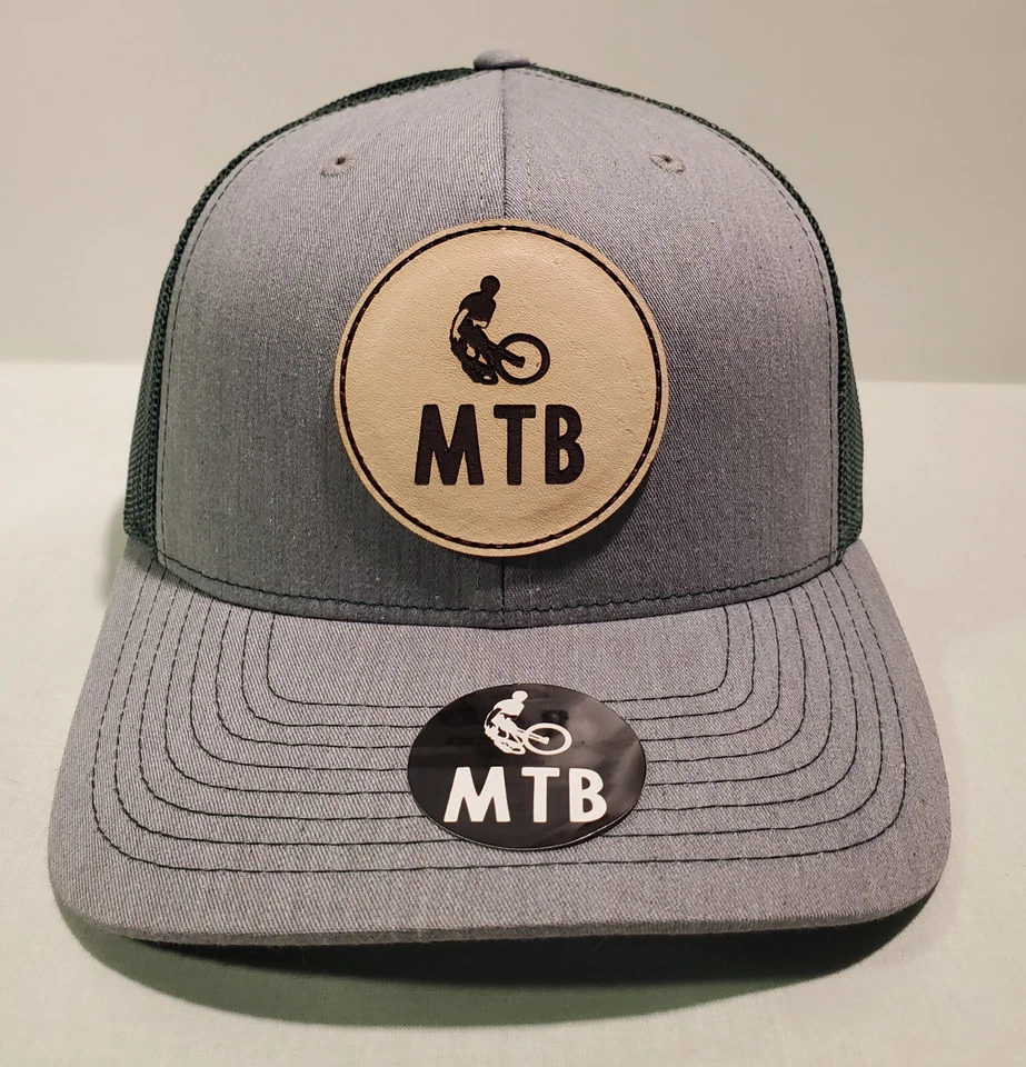 Горный велосипед шляпа, кожаный нашивка логотип, серый/зеленый, сетки назад, регулируемый. - Изображение 2 из 2