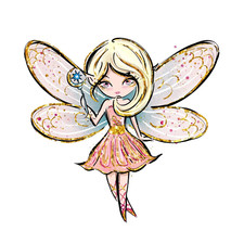 Cute Fairy Girl Sticker Decal