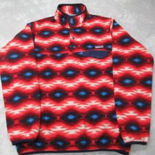 Patagonia Synchilla Snap T Aztec Fleece Womens Medium Red Lightweight Southwest
