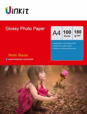 Uinkit 100-1000 Sheets A4 180Gsm High Glossy Photo Paper Inkjet Paper Printer
