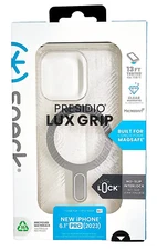 Speck Presidio Lux Grip Case for Apple iPhone 15 Pro-Clear/Platinum Glitter