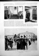 Antique Old Print Motor Scout Mr Simms Madame Drefus Rennes Cabin Sfax 1899