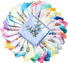 6 pack Womens Beautiful Cotton Floral Handkerchief Wendding Party Fabric Hank...