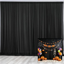 Black Backdrop Curtain Halloween Backdrop Party Decorations 10X10Ft