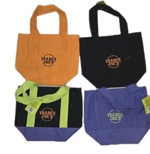NEW TRADER JOE'S HALLOWEEN MINI CANVAS TOTE BAG - SET Of 4 -  RARE- LIMITED!