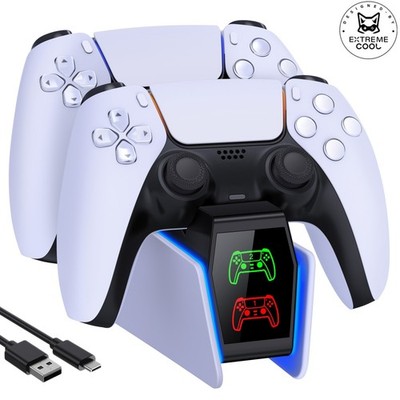 PS5 Ladestation für Dualsense Wireless/Edge Controller PS5 Controller Zubehörset