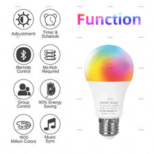 Smart Life APP Tuya Bluetooth LED Bulb Dimmable 15W 18W E27 B22 220V RGBCW Color