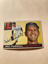 1955 Topps baseball #140 Mel Parnell Boston Red Sox wear corners